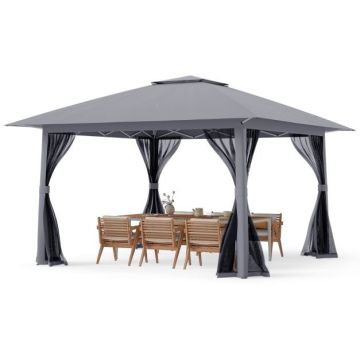Outdoor canopy, 4 mesh walls, Grey, 394 × 394 × 277 cm
