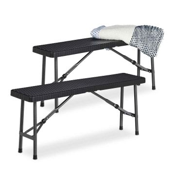 Уличные скамейки Relaxdays, 2 шт, Чёрные, 100 × 42 × 25 см