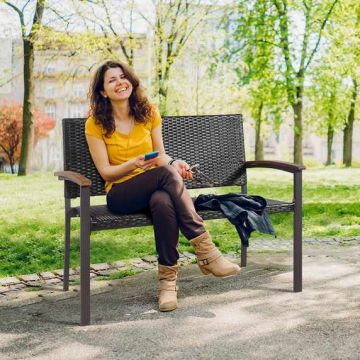 Outdoor bench, 2-seater, Brown, 114.3 × 87.6 × 59.7 cm