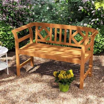 Outdoor bench, for two people with backrest and armrests, 119.38 × 50.8 × 78.74 cm