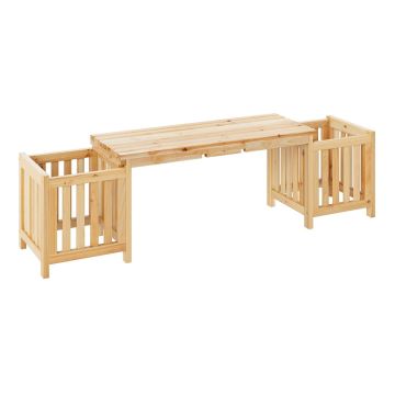 Outdoor bench, two-seater with two flower boxes, 173 × 48 × 40 cm