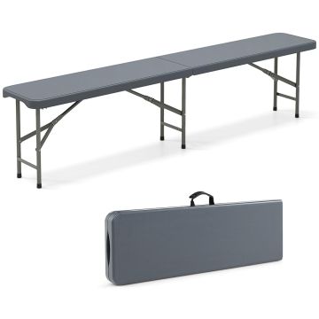 Outdoor bench, foldable, Gray, 180.3 × 30.5 × 43.2 cm