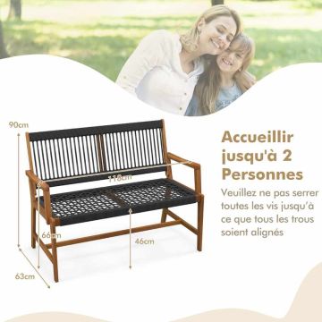 Outdoor bench, 2-seater, 118 × 90 × 63 cm
