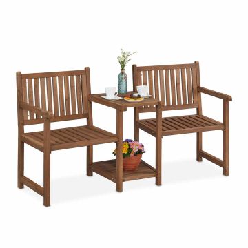 Садовая скамейка Relaxdays 10038648.0, 2 места с 2 столешницами, 161 × 86 × 61 см