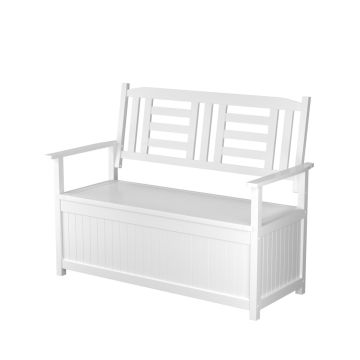 Outdoor bench, with storage box, 185 l, White, 123 × 68.5 × 96 cm