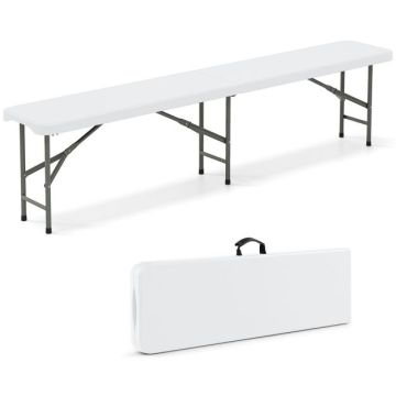 Outdoor bench, foldable, White, 180.3 × 30.5 × 43.2 cm