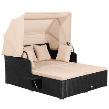 Outdoor swing, with canopy and side trays, 65 × 60.5 × 58.5 in