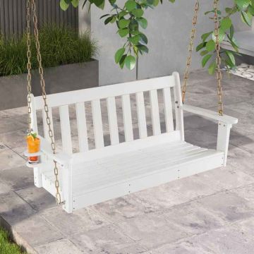 Outdoor swing, with cup holder, White, 137.16 × 60.96 × 66.04 cm