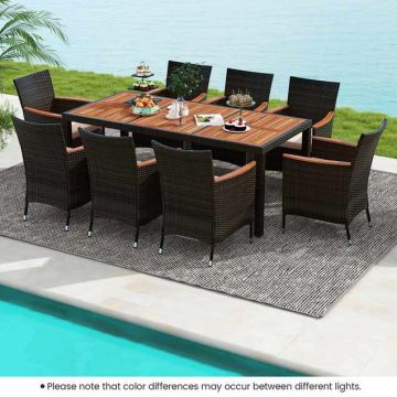 Outdoor dining set, 9 pieces, 8 seats, 190 × 90 × 74 cm