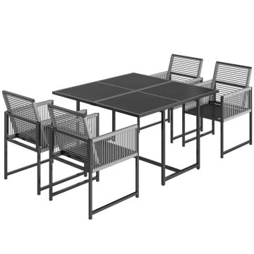 Õuesöögikomplekt, 5-osaline, 120 × 120 × 72 cm