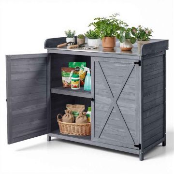 Садовый стол VEVOR DS-PB012, 1 шкаф, 3 уровня, Серый, 98 × 48 × 95 см