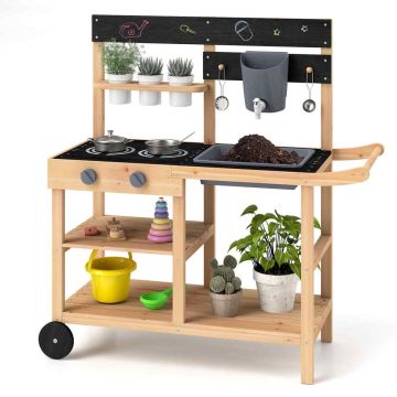 Outdoor kitchen play set, 2 stoves, 87 × 36 × 91 cm