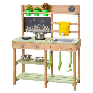 Уличная игровая кухня VEVOR AC8288, 2 плиты, зелёная, 76,2 × 32,4 × 91,4 см