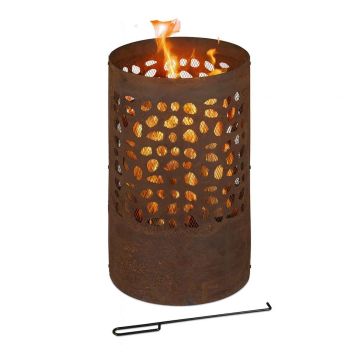 Чаша для костра Relaxdays 10038574.0, С колосником и искрозащитным экраном, Ø 37 × 60 см