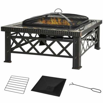 Koldekoht koos sädemekiviga Outsunny 76x76x47cm, musta värvi