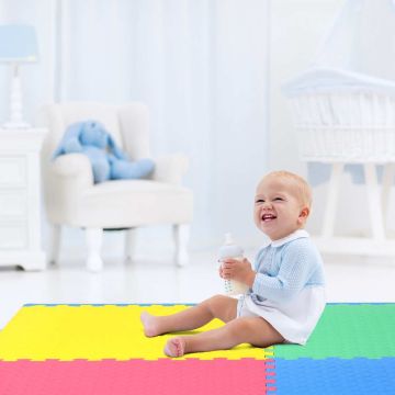 Educational mat, 12 pieces, Black/multicolor, 63.5 × 63.5 × 1.27 cm