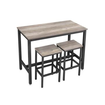 Комплект барного стола и стульев Greige 120 x 60 x 90 см., серый/черный