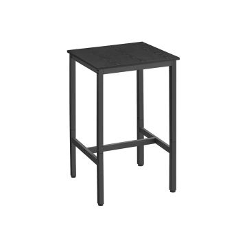 Барный стол со стальной рамой 60 x 60 x 92 см, имитация дерева, черный