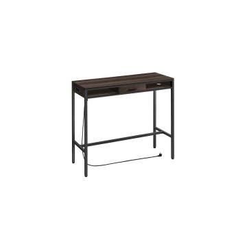 Laud laadimisjaama ja sahtliga 40x120x104,6cm, tumepruun/must