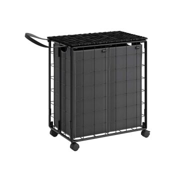 Pesukorv ratastel 90L., must/valge