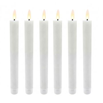 Конические LED-свечи Relaxdays, 6 шт, Белые, Ø 2 × 25 см