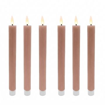 Светодиодные конические свечи Relaxdays, 6 шт, Розовые, 25 × 2 см