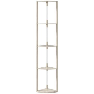 LED-торшер, 4 полки, Дубовый, 41 × 29,5 × 163,5 см