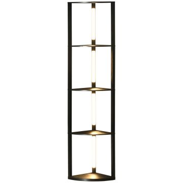 LED-торшер, с 4 полками, Чёрный, 41 × 163,5 × 29,5 см