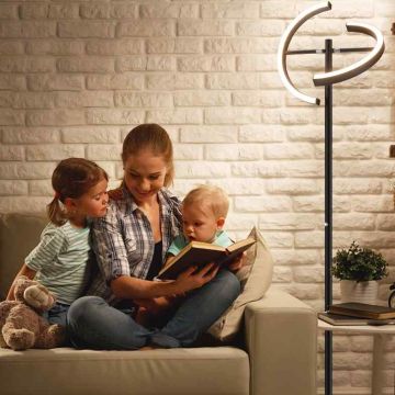 LED-põrandalamp, hämardatav, Must, 171–185 × 30,5 × 25 cm