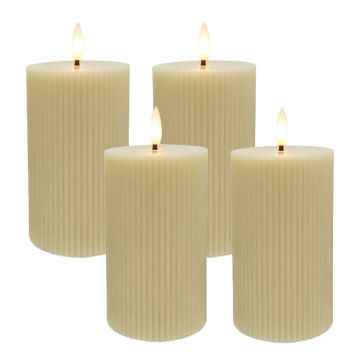 Набор восковых LED-свечей Relaxdays, 4 шт, Бежевый, Ø 7,5 × 13 см