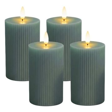 Набор восковых LED-свечей Relaxdays, 4 шт, Зелёный, Ø 7 × 12 см