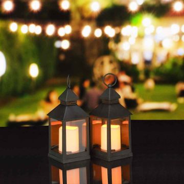 LED-tuulelaternad Relaxdays 10025432.0, 2 tk, Valge/must/läbipaistev, 10 × 23 × 10 cm