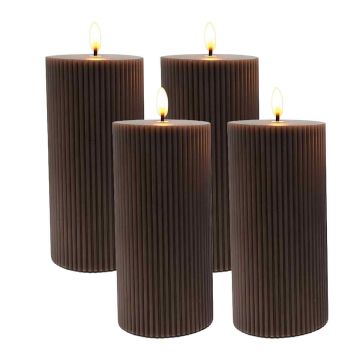 LED-küünlad Relaxdays, 4 tk, Pruunid, Ø 7,5 × 18 cm