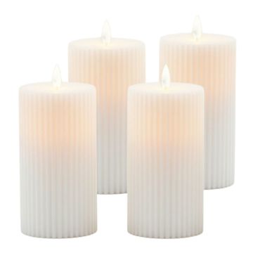 LED-küünalde komplekt Relaxdays, 4 tk, Valge, Ø 7,5 × 18 cm