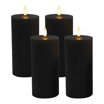 LED-küünalde komplekt Relaxdays, 4 tk, Must, Ø 7,5 × 18 cm
