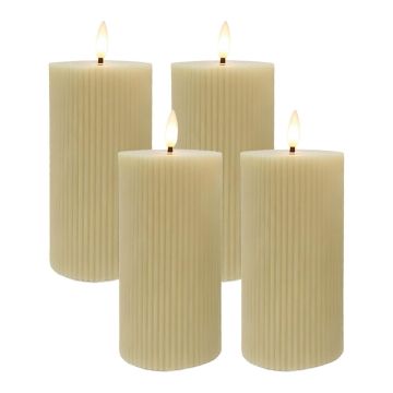 LED-küünalde komplekt Relaxdays, 4 tk, Beež, Ø 7,5 × 18 cm
