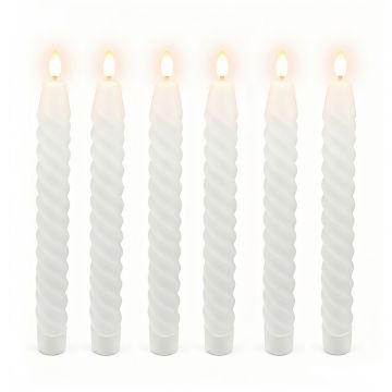 Набор LED-свечей Relaxdays, 6 шт, Белый, 25 × 2,2 см