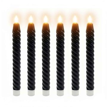 Набор LED-свечей Relaxdays, 6 шт, Чёрный, 25 × 2,2 см