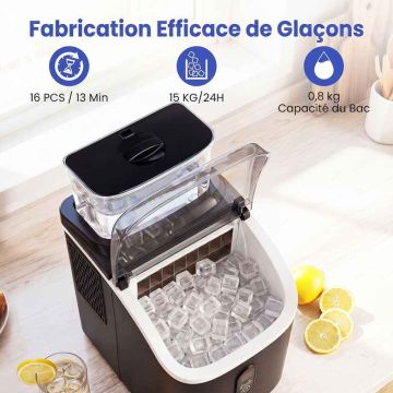 Ice maker, 16 cubes, up to 15 kg/24 h, 22 × 41 × 30 cm
