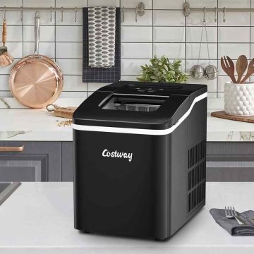 Ice maker, with cleaning function, black, 30 × 22 × 29.5 cm