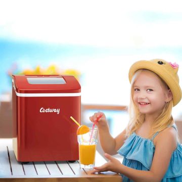 Ice maker, with cleaning function, red, 30 × 22 × 29.5 cm