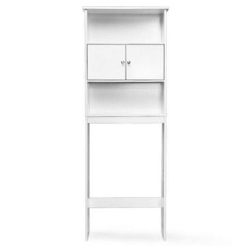 Shelf above the toilet, 3 tiers and doors, White, 63 × 175 × 19.5 cm