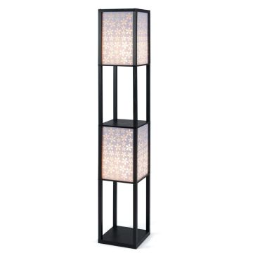 Riiul-põrandalamp, 2 kuplit, 2 riiulit, 26 × 26 × 156 cm