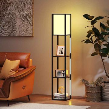 Riiuliga põrandalamp, 3 LED-riba, Must, 29 × 29 × 163 cm