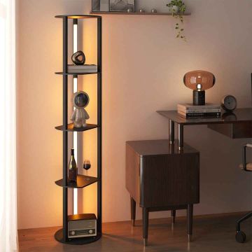 Riiulitega põrandalamp, 4 riiulit, 4 LED-riba, 35 × 163 × 30 cm