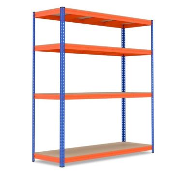Shelving system, 4-tier, Orange/blue, 181 × 203 × 61 cm