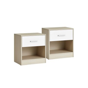 Комплект из 2 прикроватных тумбочек 28x39x41 см., светло-коричневый/белый