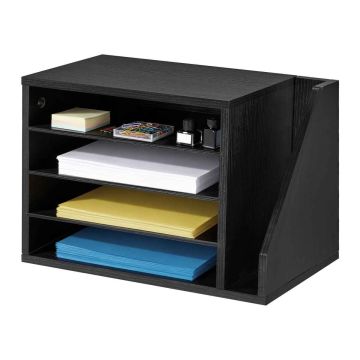Kirjandusorganisaator VEVOR ZH646, 4 sektsiooni, Must, 48 × 29 × 11 cm