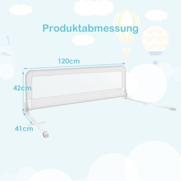 Защитный бортик для кровати, Белый, 120 × 42 см