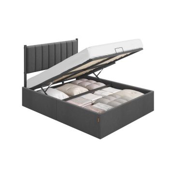 VASAGLE bed frame, with storage space under the bed, Grey, 209.3 × 143.4 × 110 cm